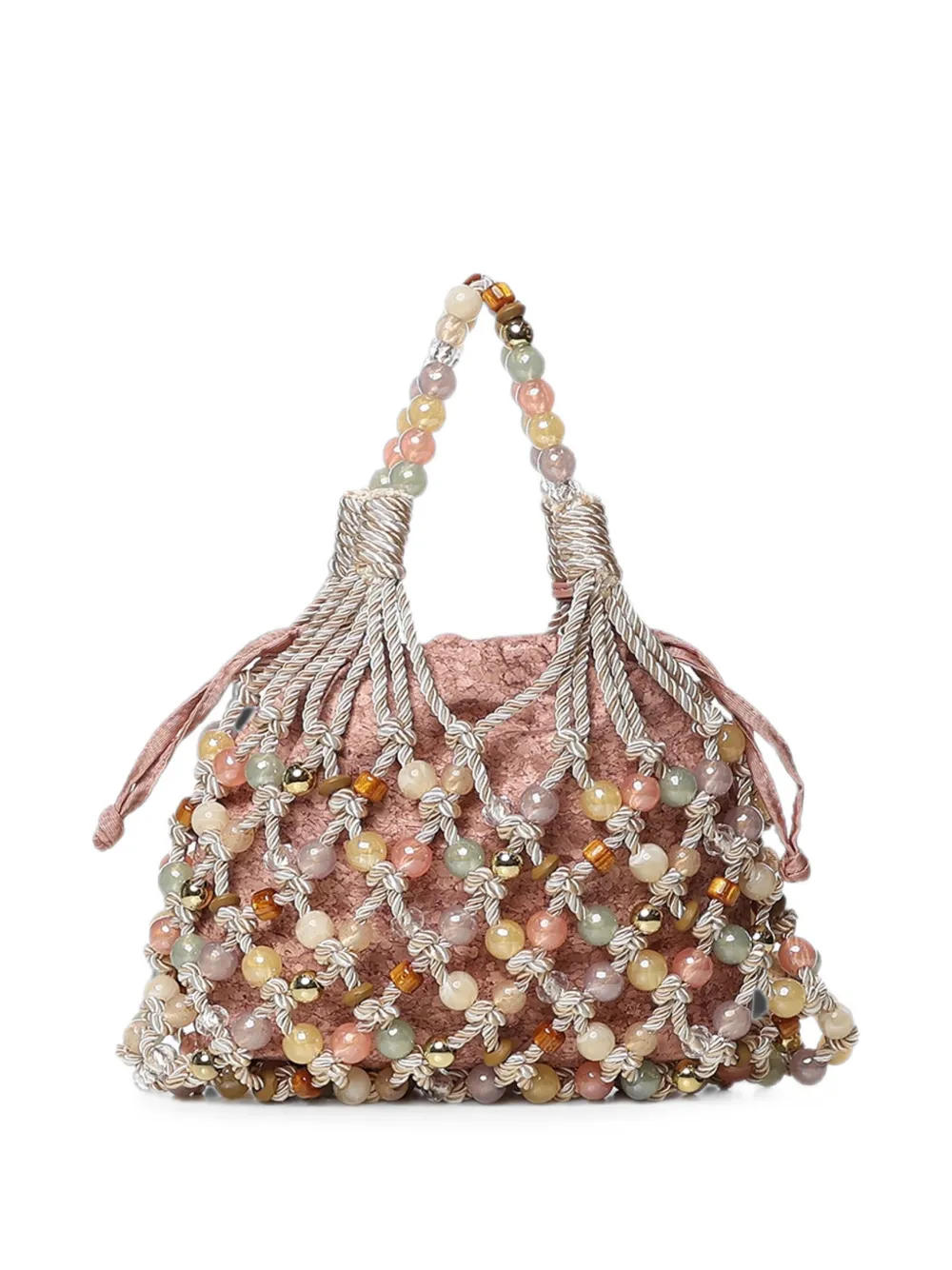 Kurt Geiger London Macramé schoudertas met kralen Roze