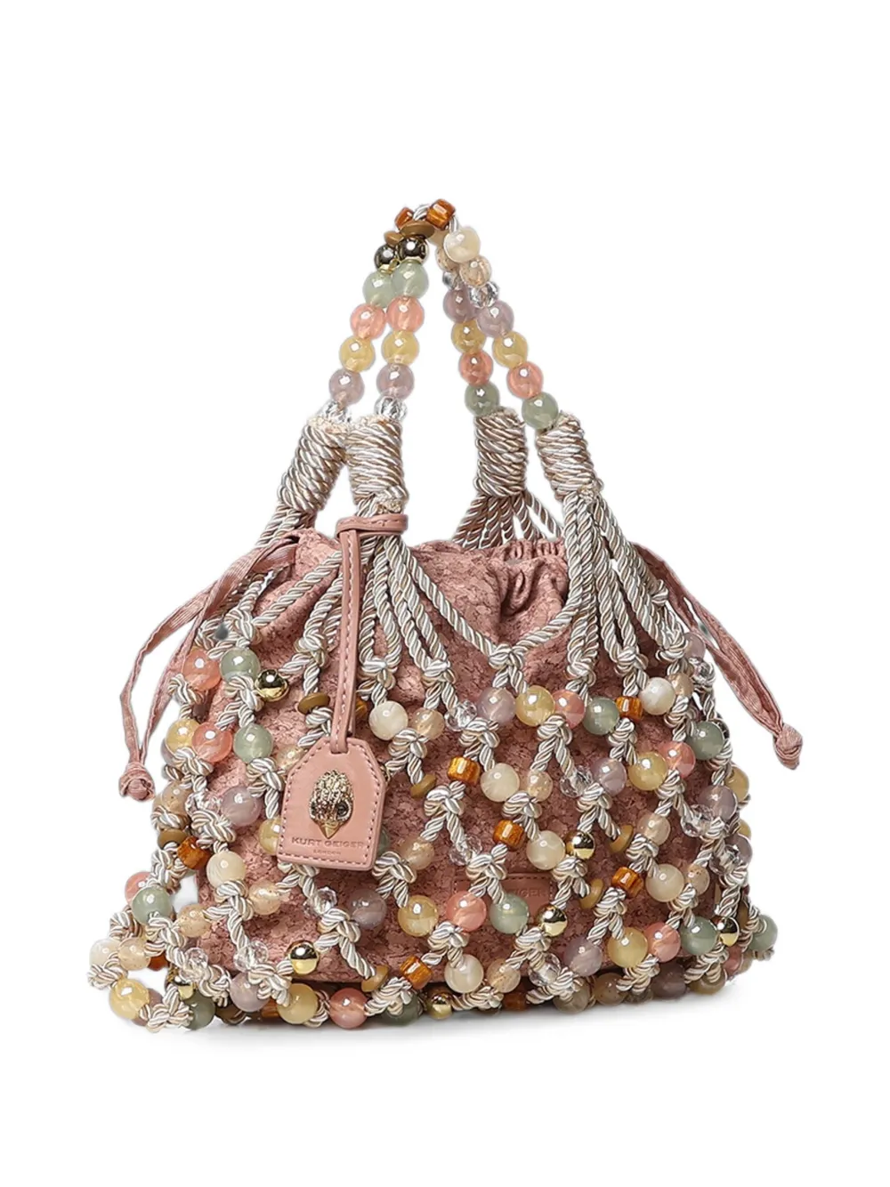 Kurt Geiger London Macramé schoudertas met kralen Roze