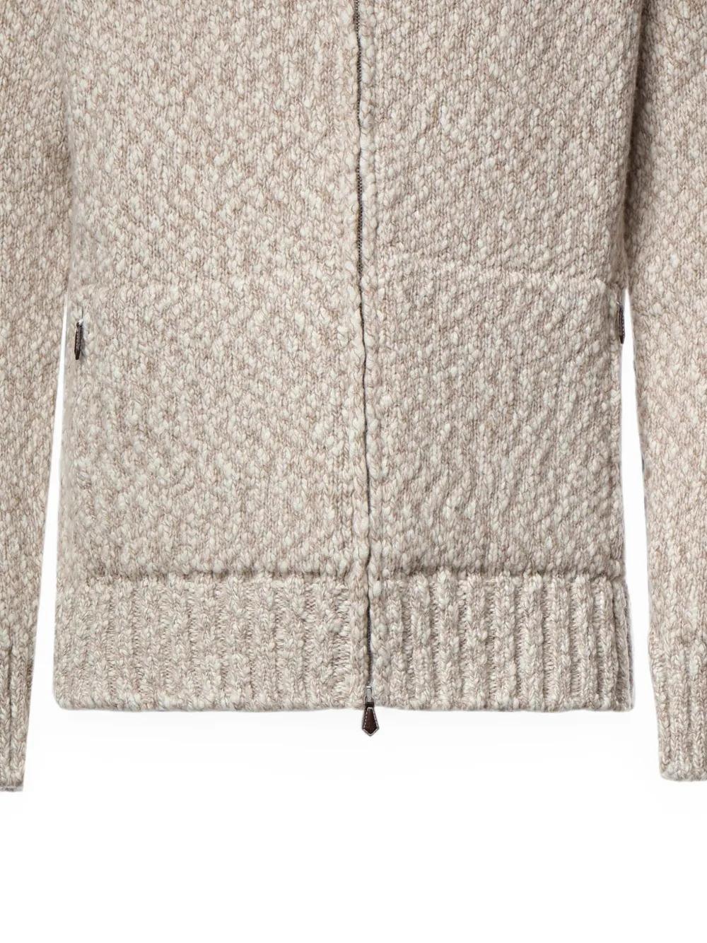 Eleventy Grofgebreide trui met rits Beige