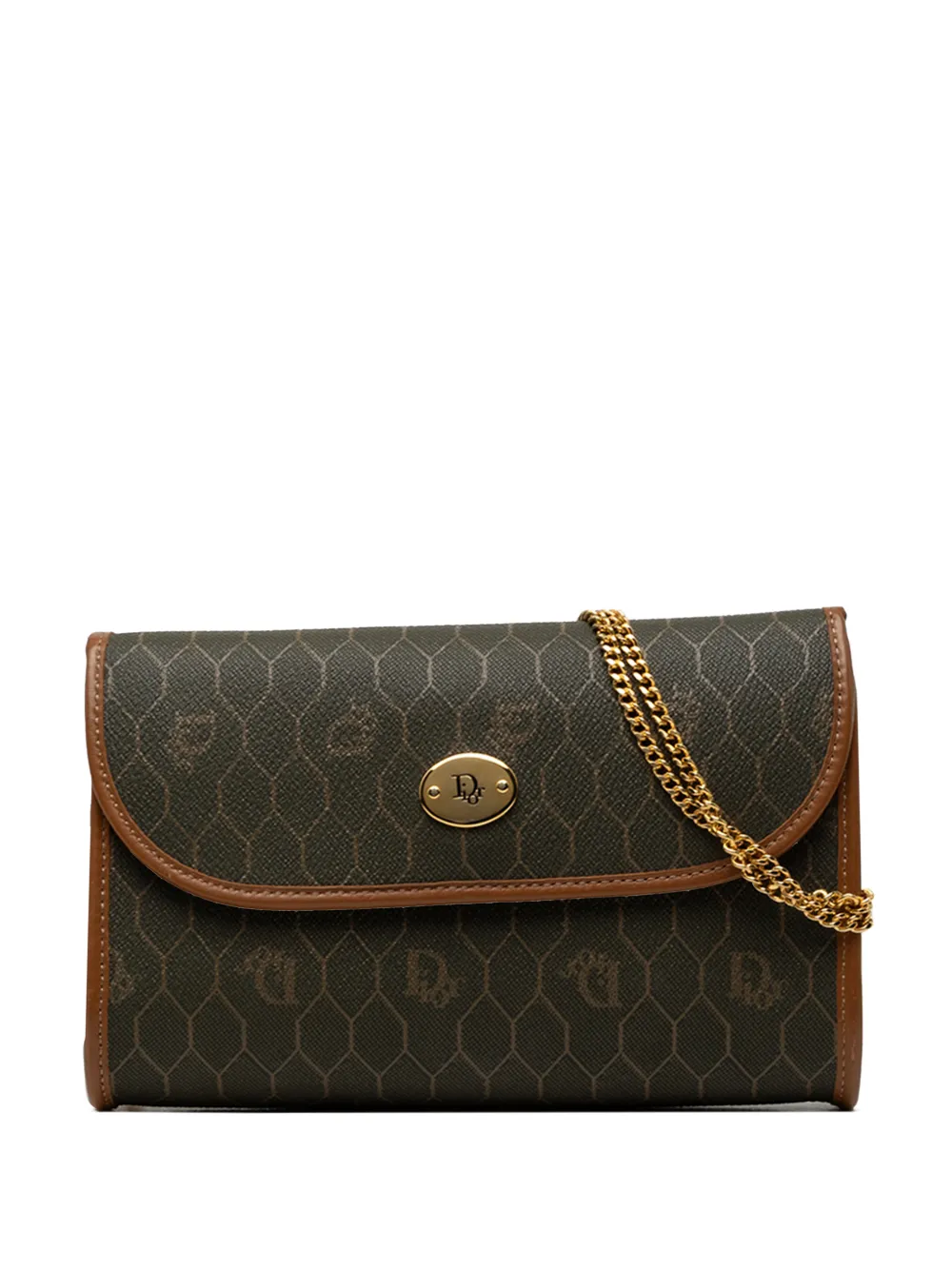 Christian Dior Pre-Owned 20th Century Honeycomb Coated Canvas Chain crossbody bag - Black