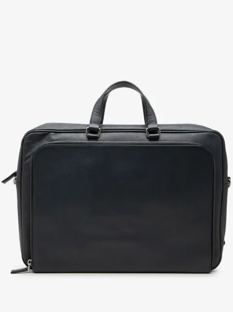 Prada Pre-Owned 2013-2026 Saffiano Cuir Travel Front Zip Pocket Briefcase business bag