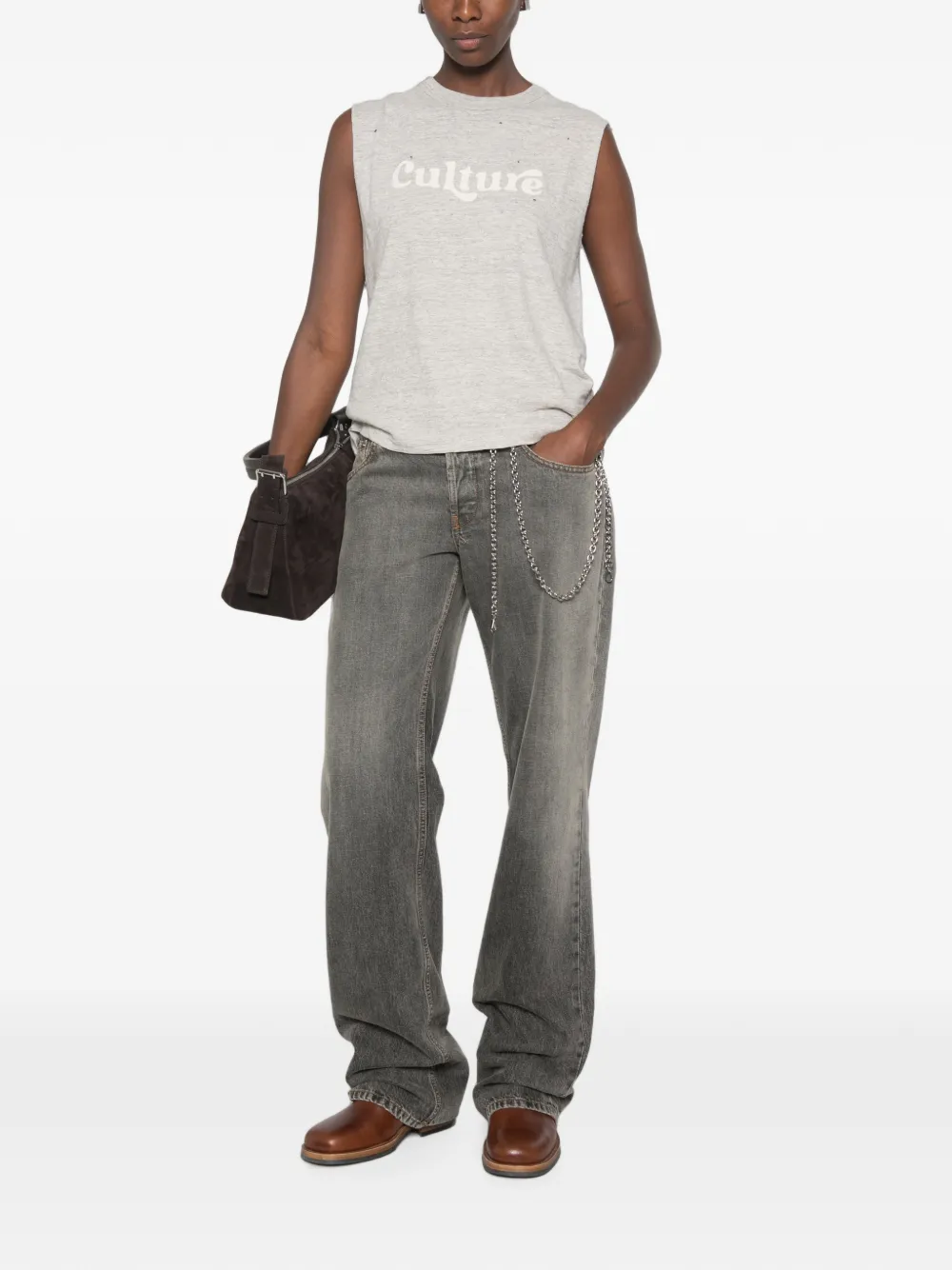 Golden Goose Roberta gerafeld T-shirt met tekst-print Grijs