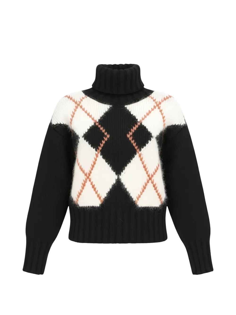 Isaia argyle-pattern roll-neck sweater - Nero