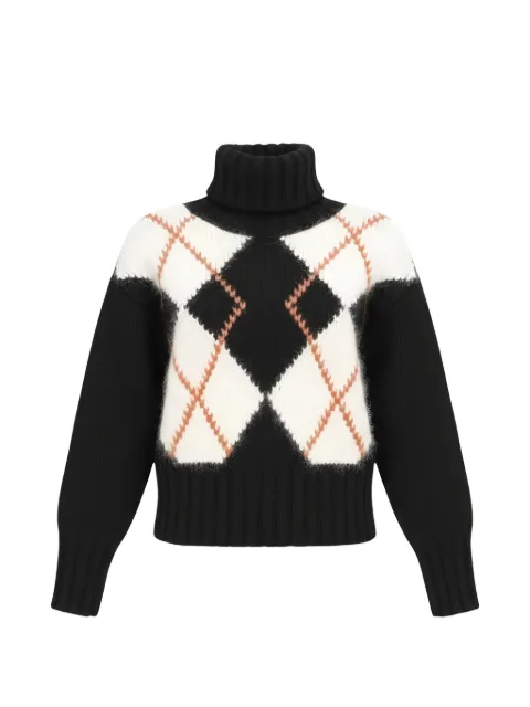 Isaia argyle-pattern roll-neck sweater
