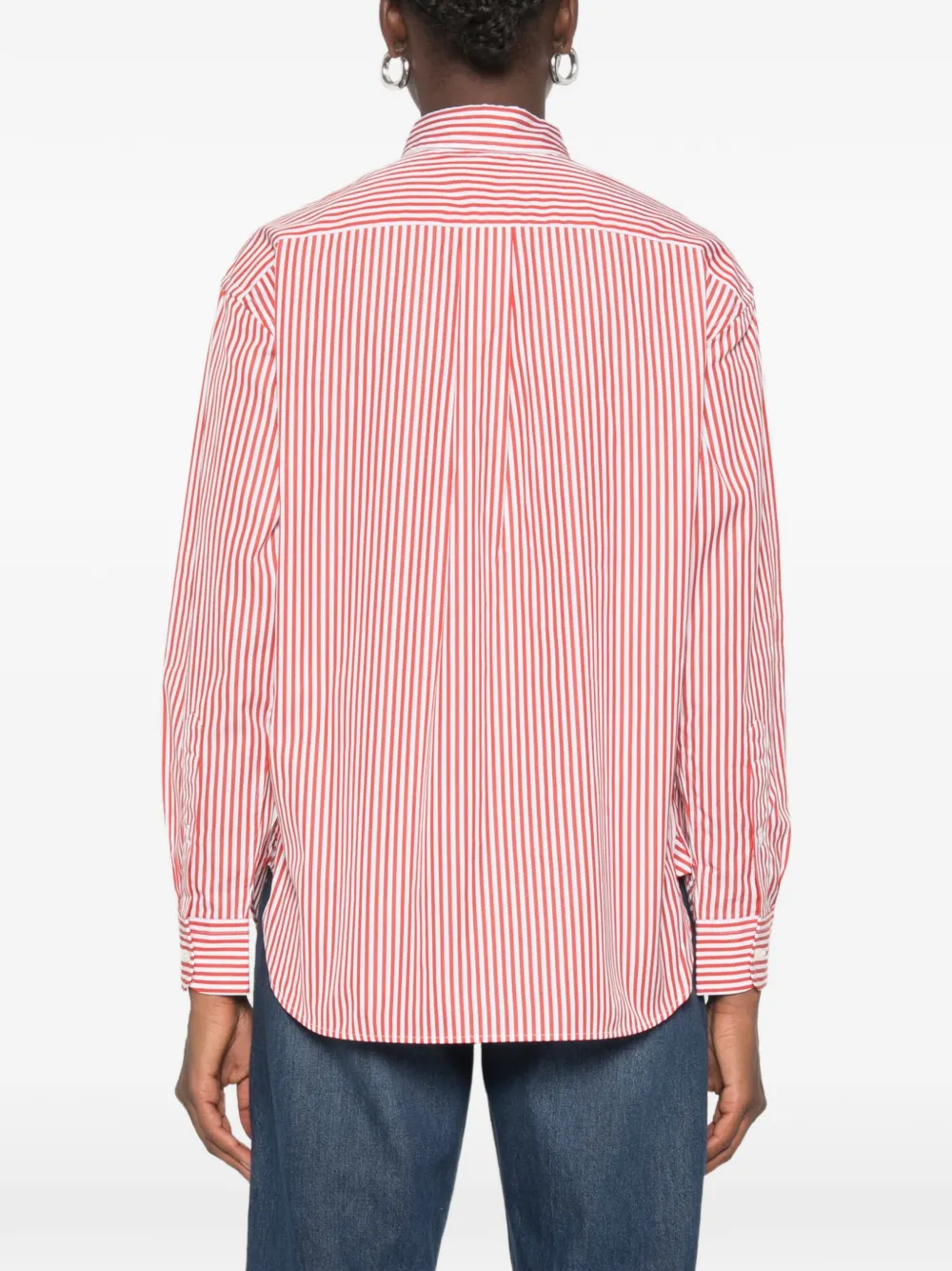 Polo Ralph Lauren Overhemd met geborduurd logo en verticale streep Oranje
