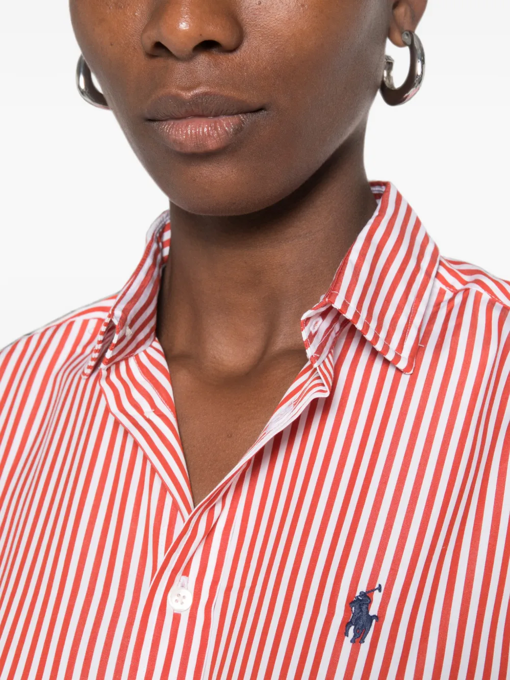Polo Ralph Lauren Overhemd met geborduurd logo en verticale streep Oranje