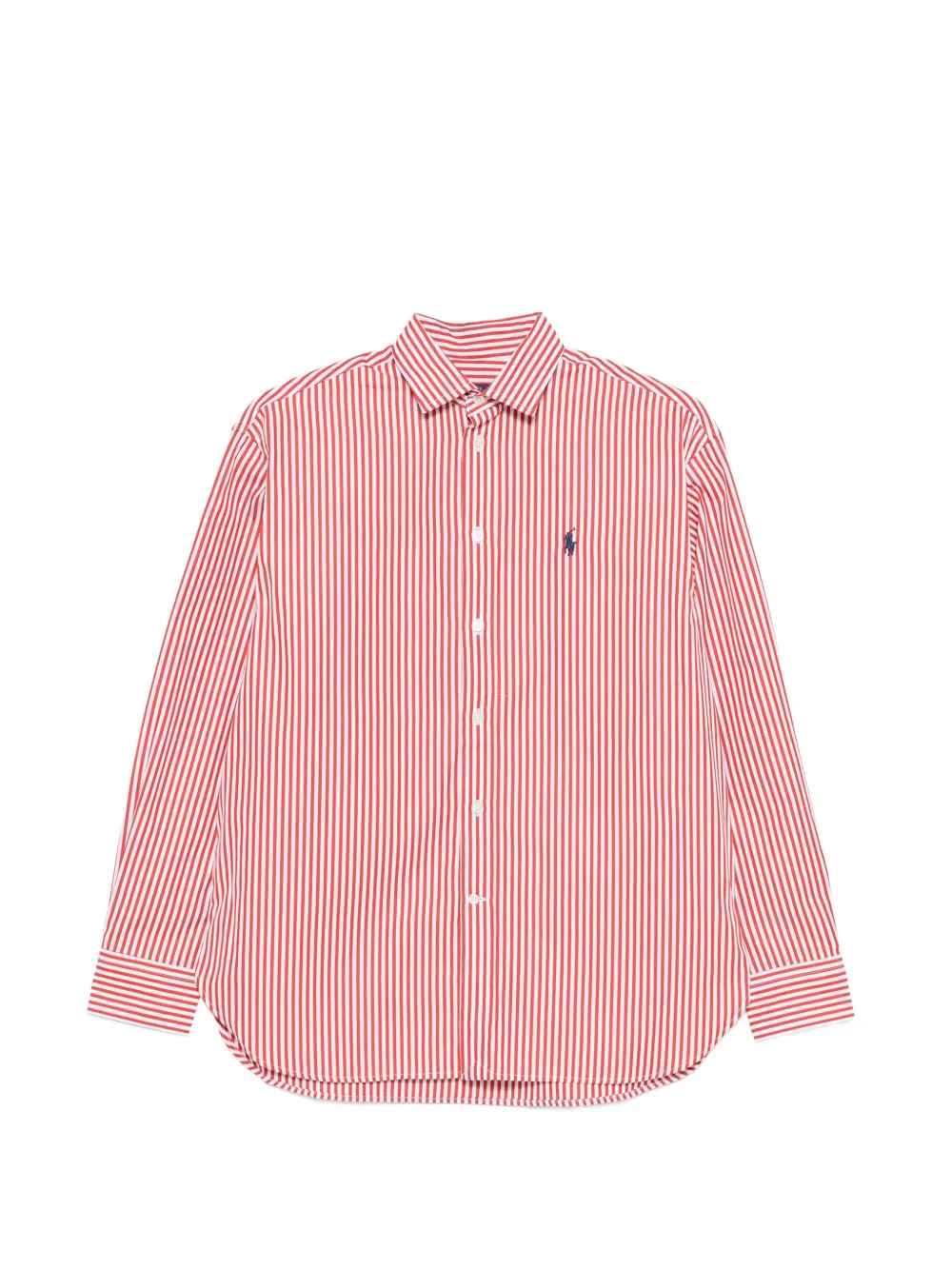 Polo Ralph Lauren vertical-stripe embroidered-logo shirt - Orange