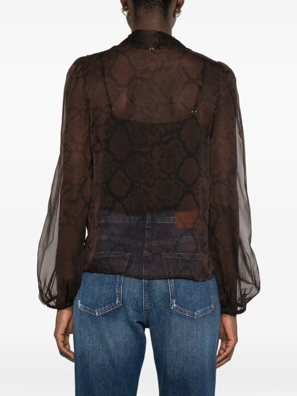 TWINSET Blouse set met slangenprint en strik (set van twee) Bruin