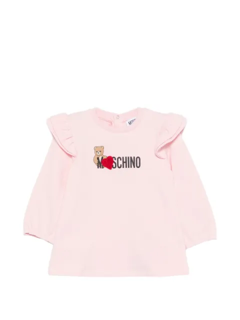 Moschino Kids teddy-print ruffled dress