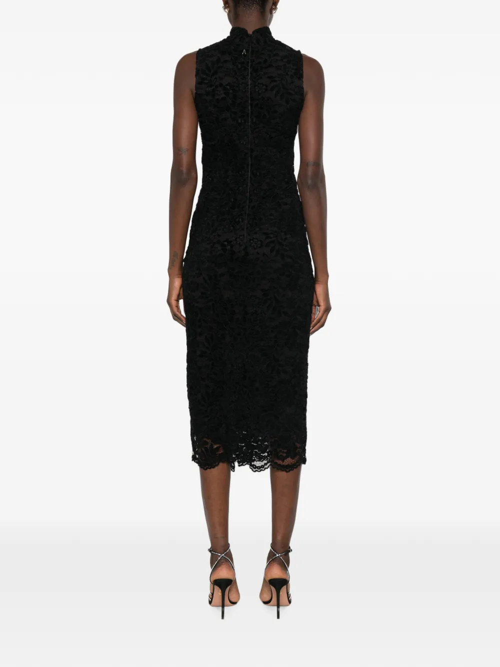 TWINSET Mouwloze midi-jurk met kant Zwart