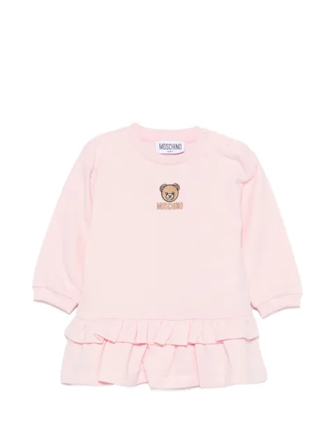 Moschino Kids teddy-print ruffled dress