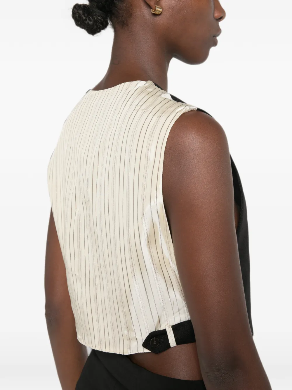 Alysi Gilet met krijtstreep en knoopsluiting Zwart