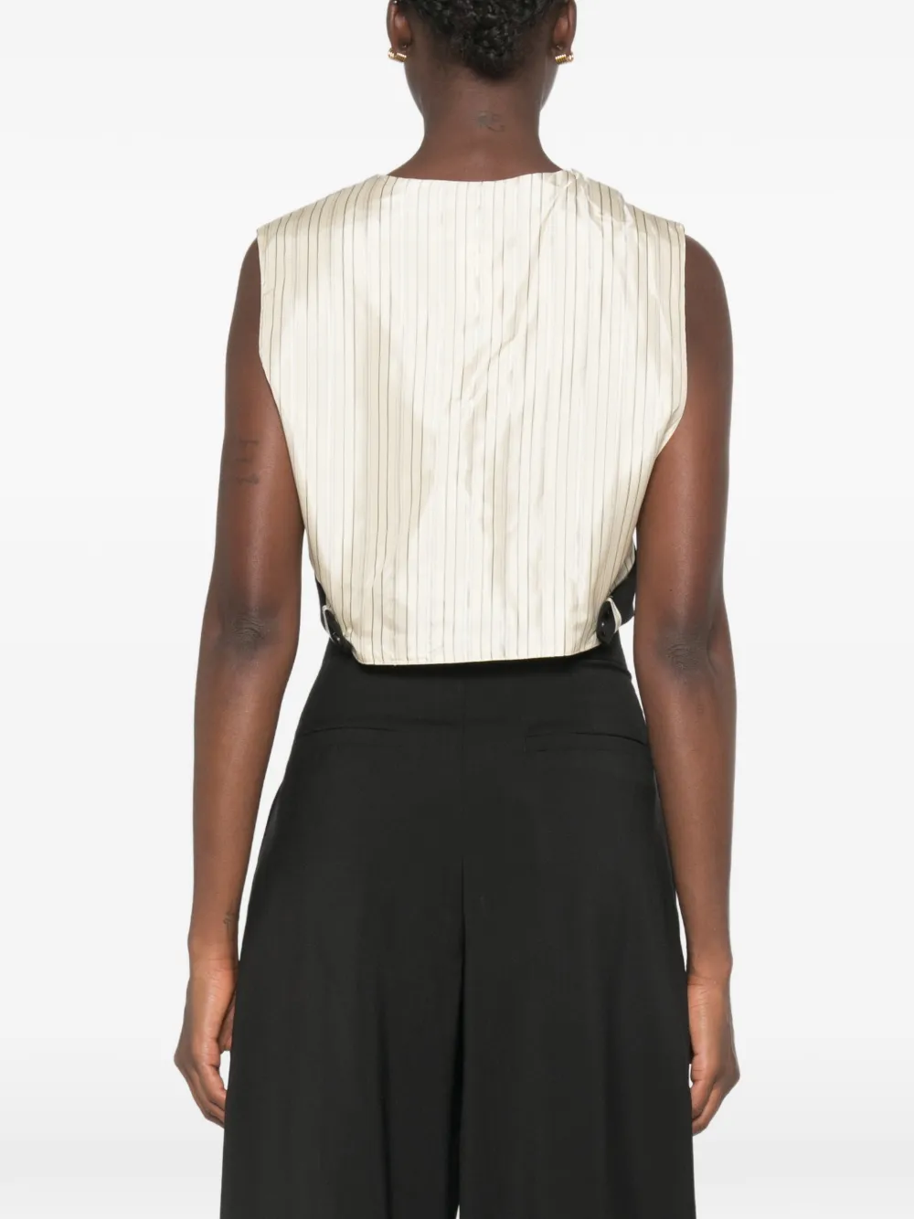 Alysi Gilet met krijtstreep en knoopsluiting Zwart