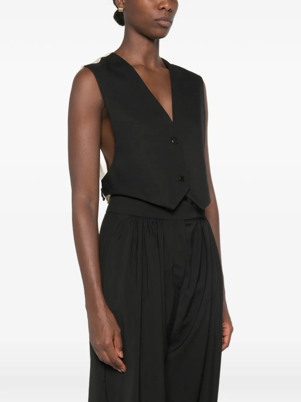 Alysi Gilet met krijtstreep en knoopsluiting Zwart