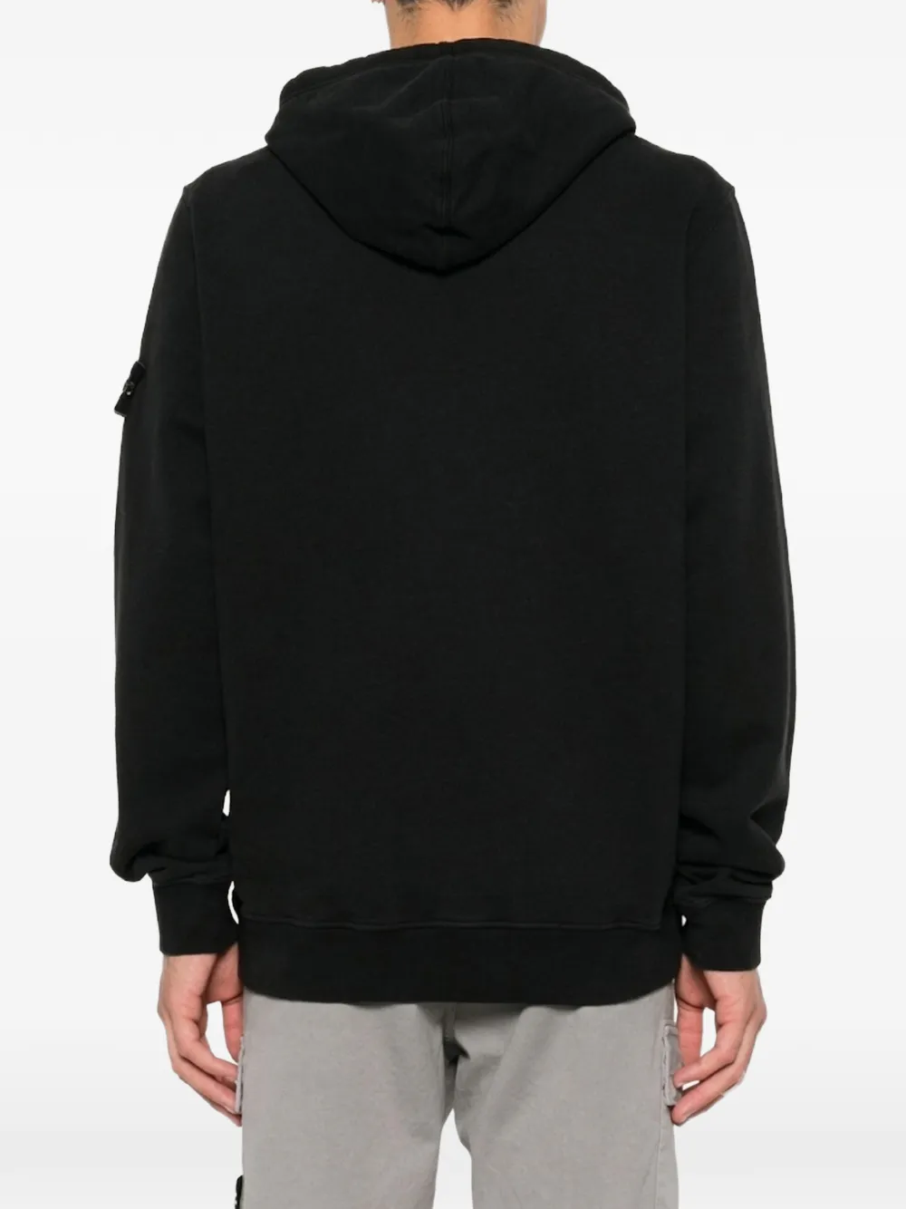Stone Island 6100068 geborstelde sweater van biologisch katoen en fleece Zwart