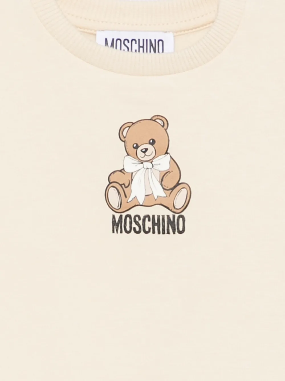Moschino Kids Jurk met teddybeer-print en ruches Beige