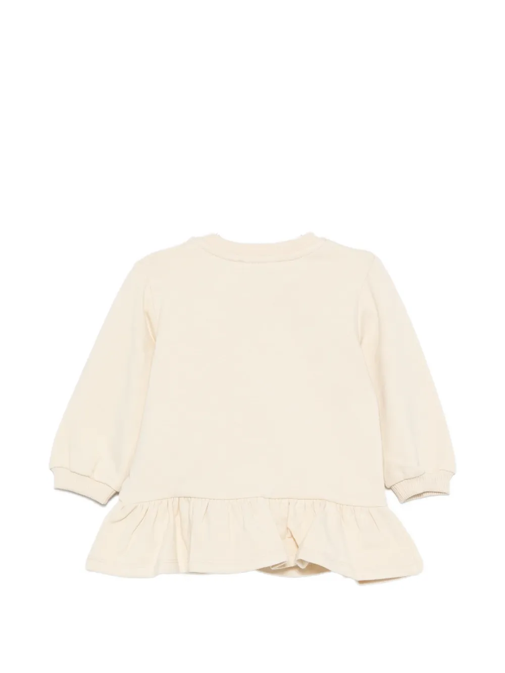 Moschino Kids Jurk met teddybeer-print en ruches Beige