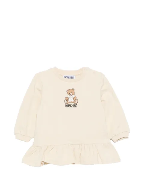 Moschino Kids teddy-print ruffle-trim dress