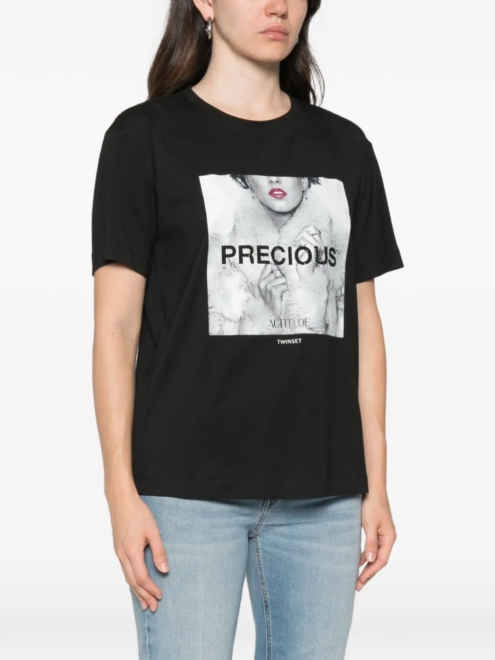 TWINSET T-shirt met grafische print Zwart