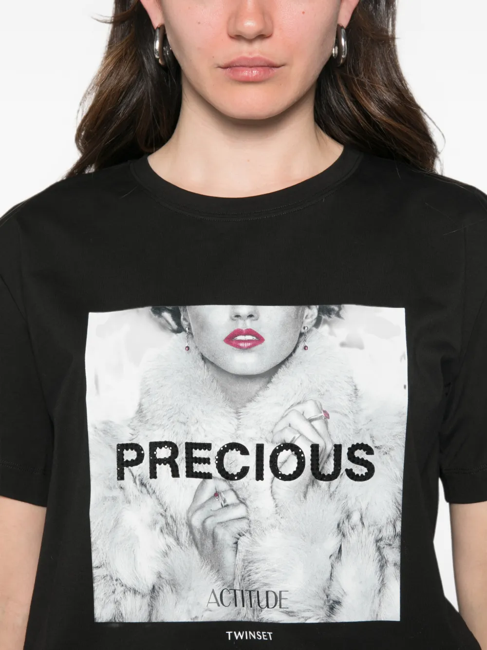 TWINSET T-shirt met grafische print Zwart