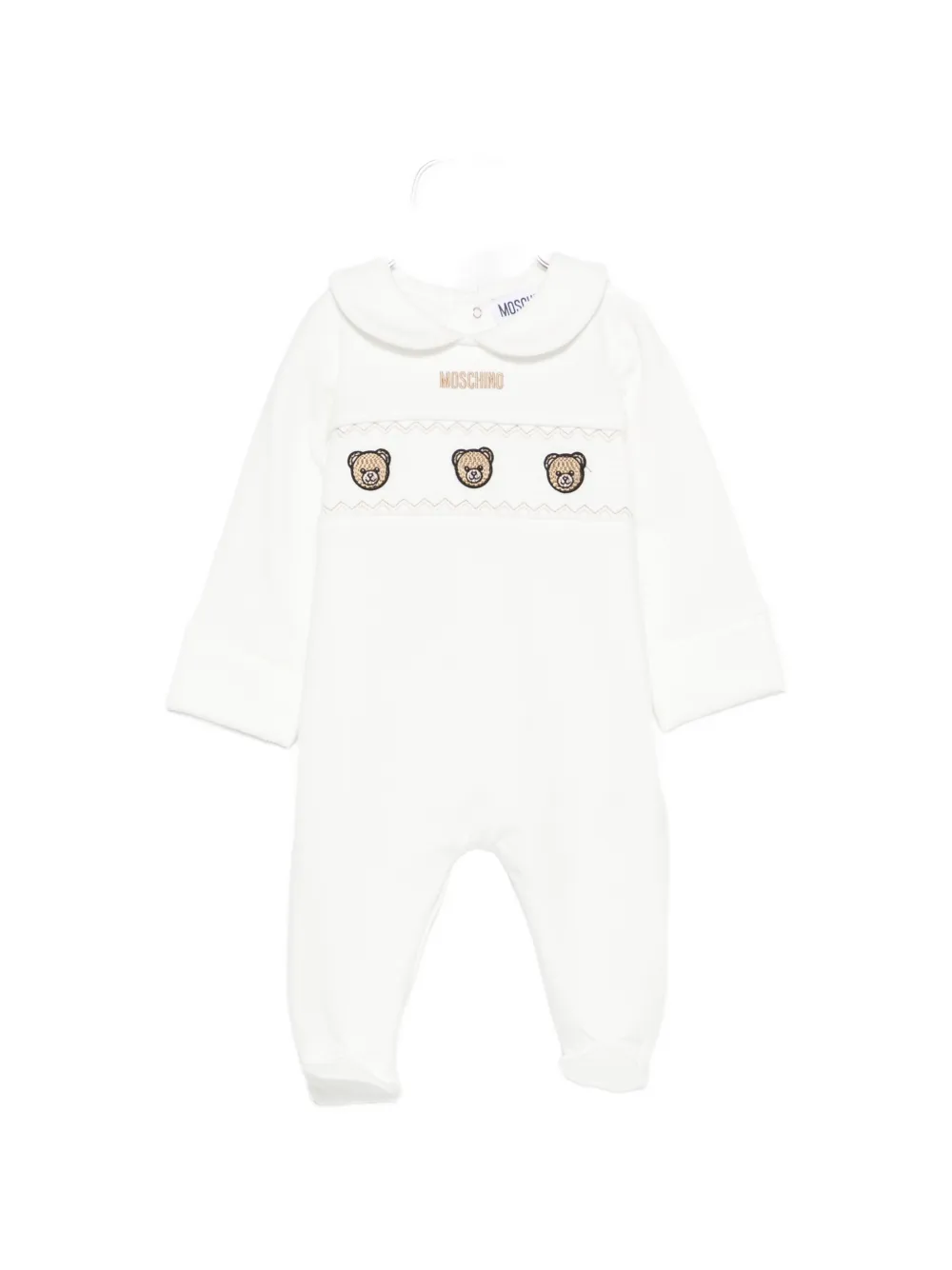 Moschino Kids teddy-embroidered Peter Pan-collar pajama - Bianco
