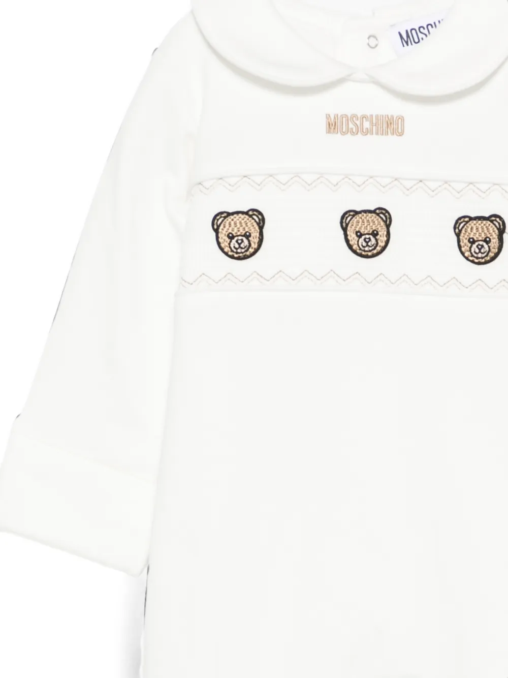 Moschino Kids teddy-embroidered Peter Pan-collar pajama Wit
