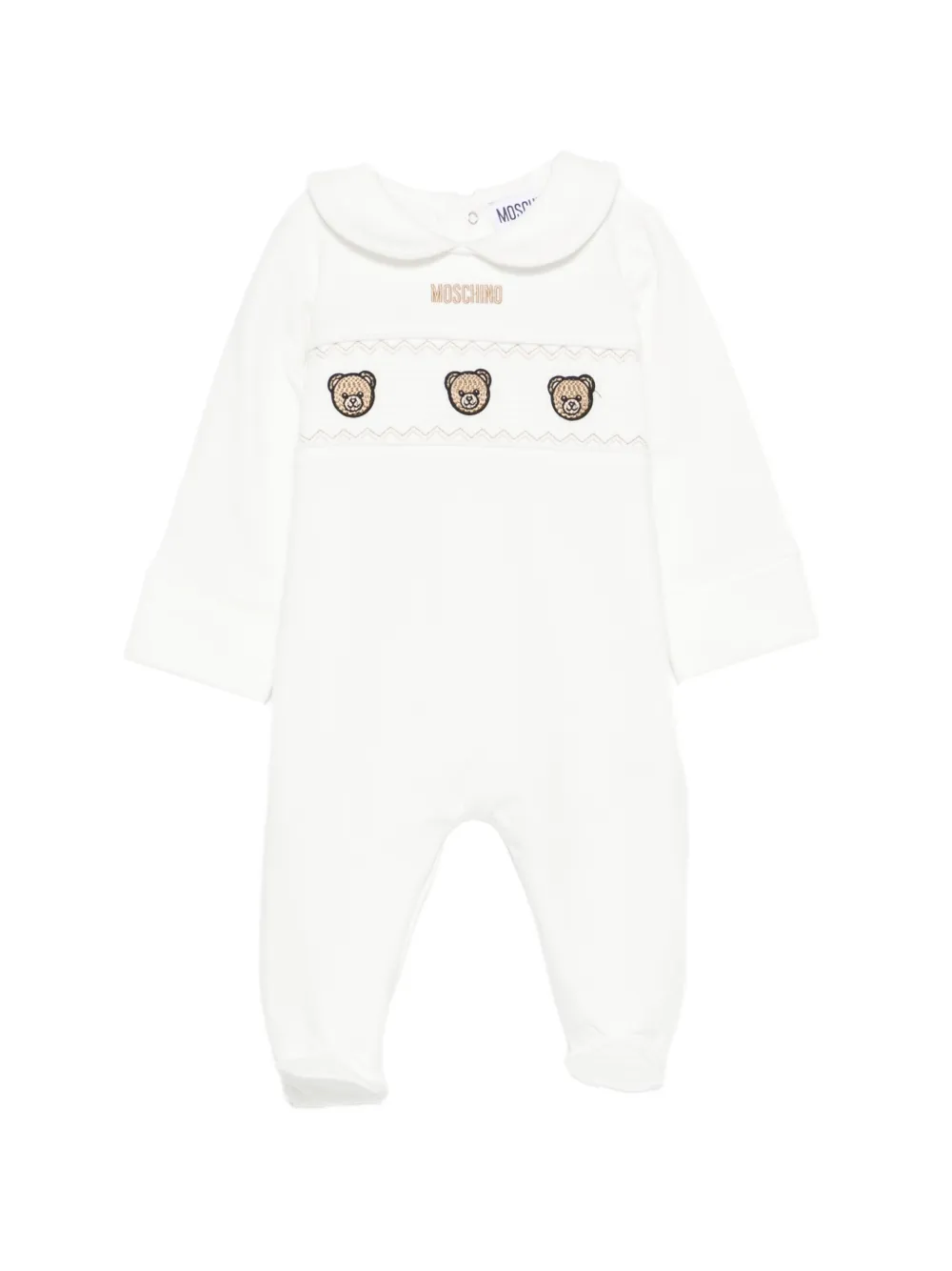 Moschino Kids teddy-embroidered Peter Pan-collar pajama - Bianco