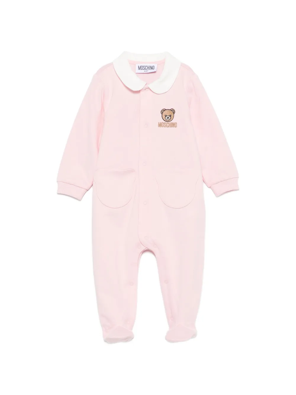 Moschino Kids teddy-embroidered Peter Pan-collar pajama - Rosa