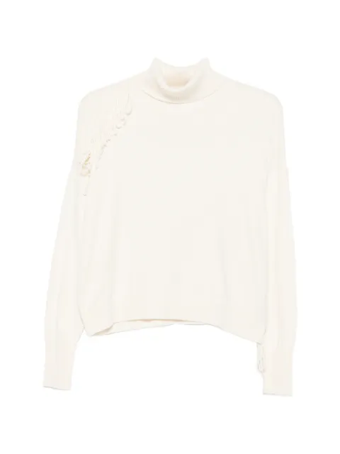 TWINSET fringe-detail roll-neck sweater