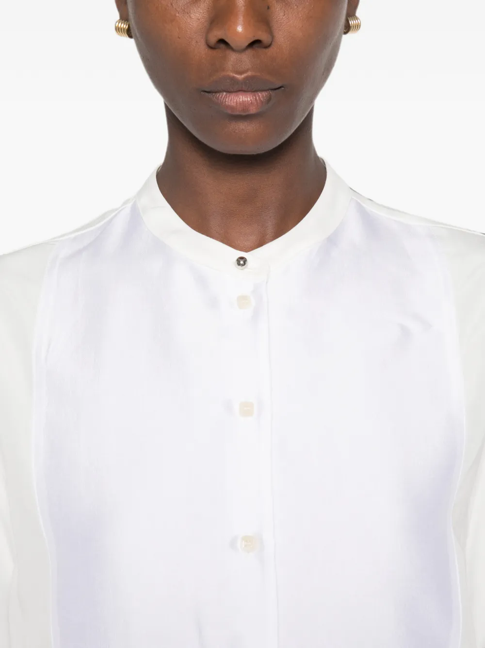 Alysi Blouse met band-kraag en slabbetje Wit