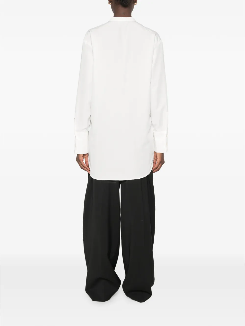Alysi Blouse met band-kraag en slabbetje Wit