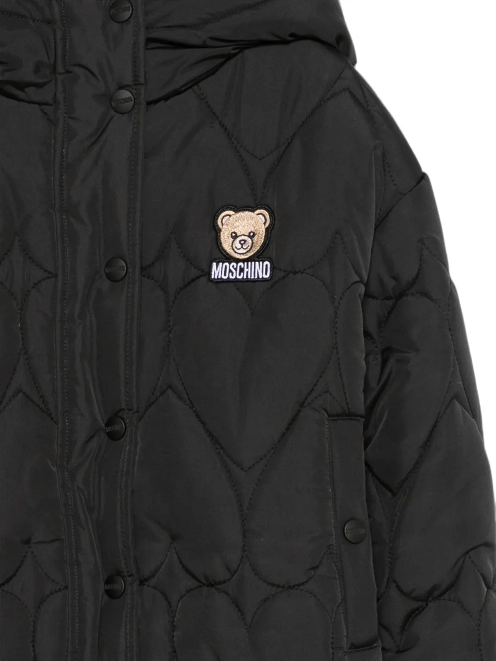 Moschino Kids heart-quilted padded jacket Zwart