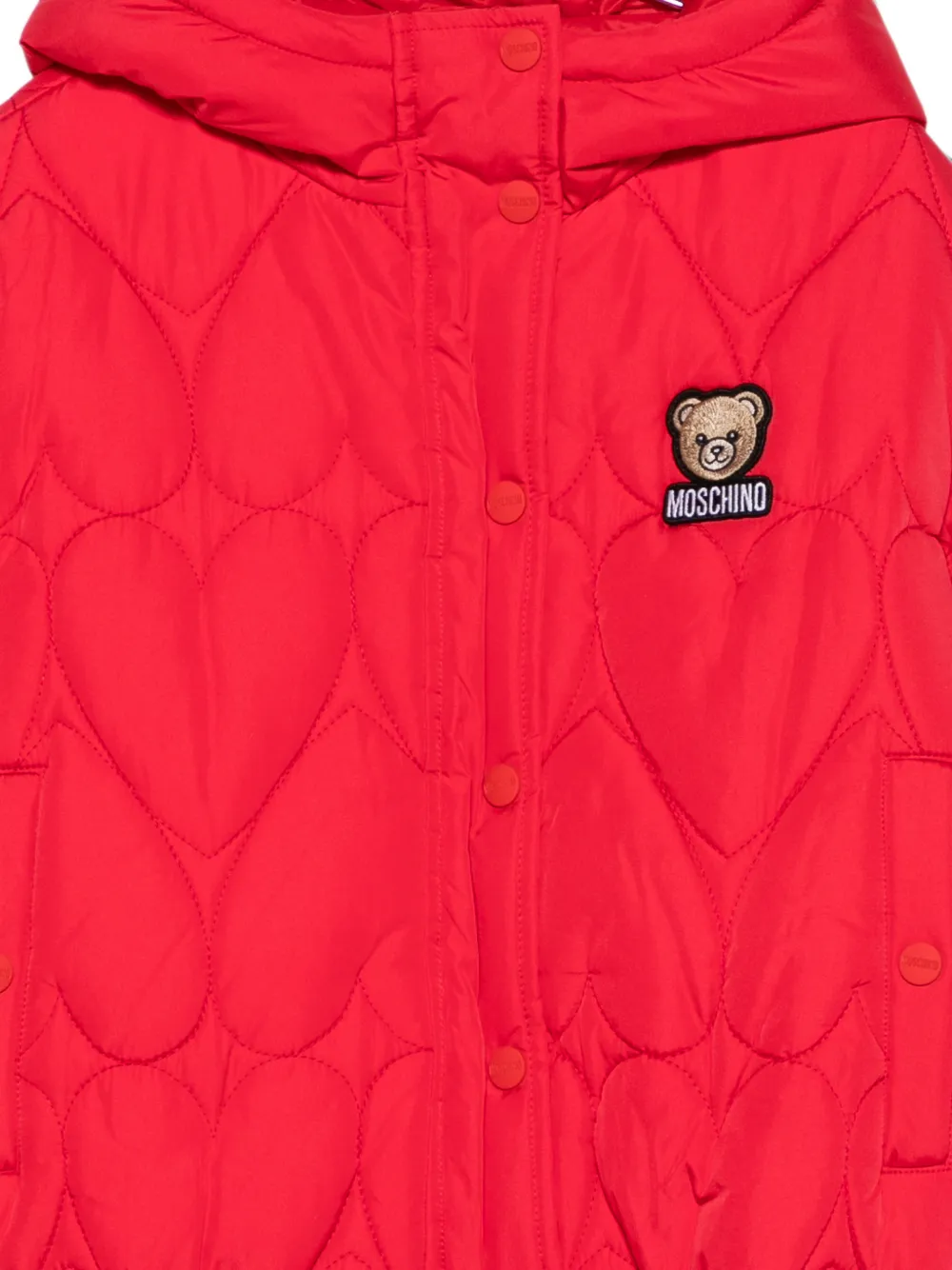 Moschino Kids Gewatteerd jack met hartvormig stiksel Rood