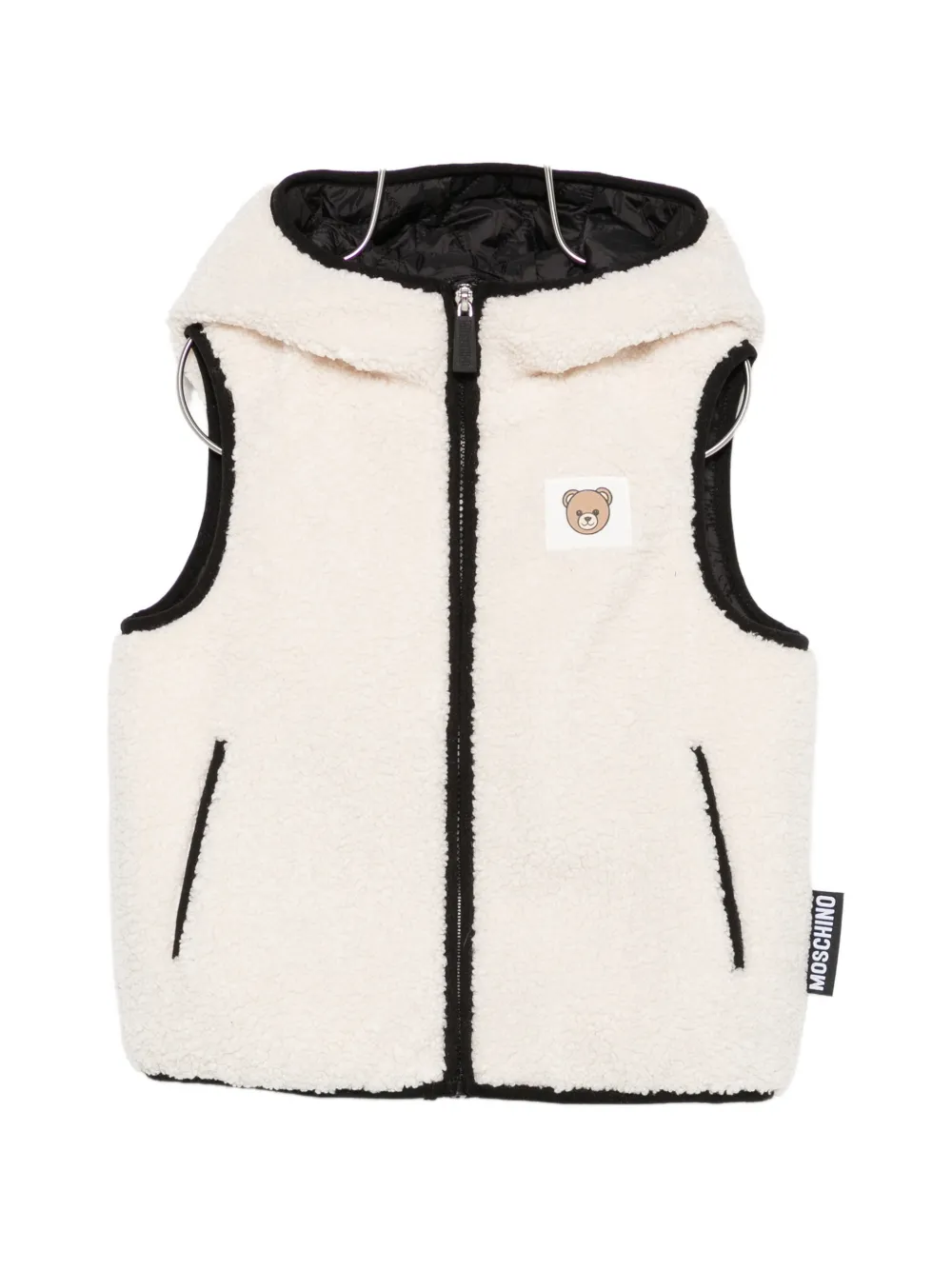Moschino Kids logo-patch hooded gilet - Toni neutri