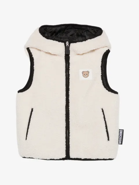Moschino Kids logo-patch hooded gilet