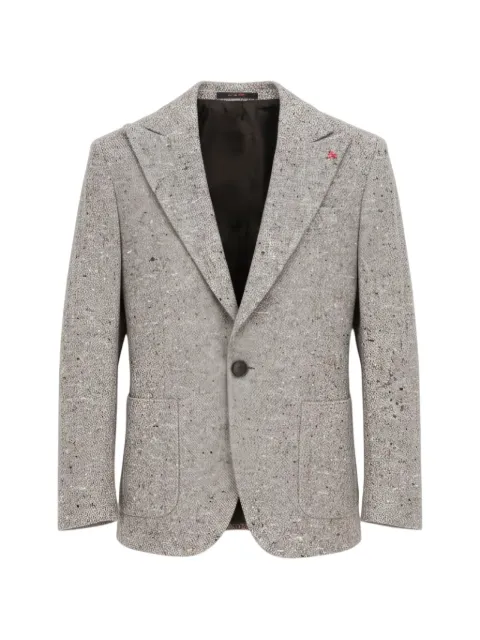 Isaia mélange-effect single-breasted blazer