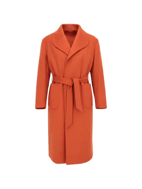 Isaia belted shawl-collar coat
