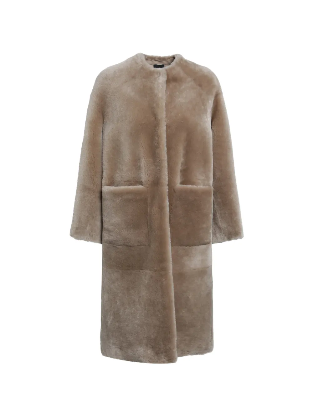 Blancha patch-pocket collarless coat - Nude