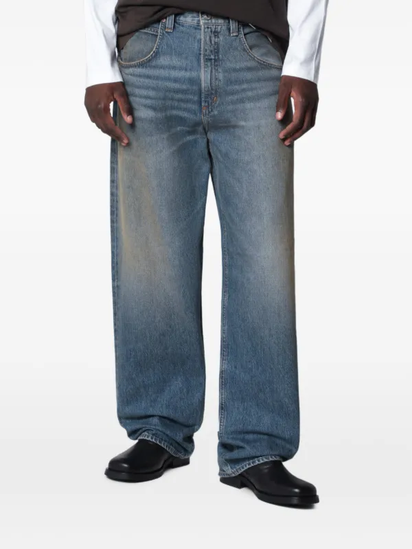Agolde Faded Whiskered Loose-fit Jeans in Blue
