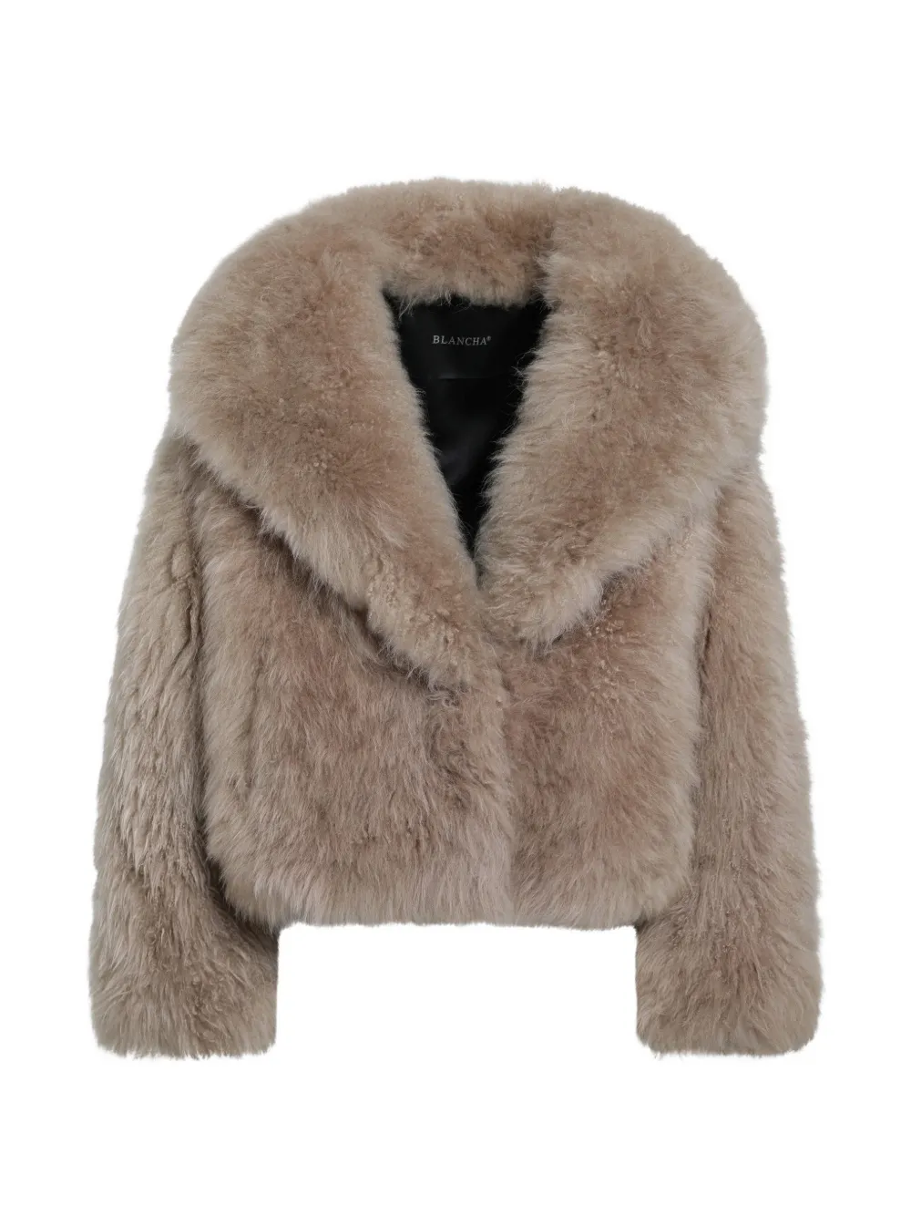 Blancha veste sans col en fourrure artificielle - Tons neutres Blancha veste sans col en fourrure artificielle - Tons neutres