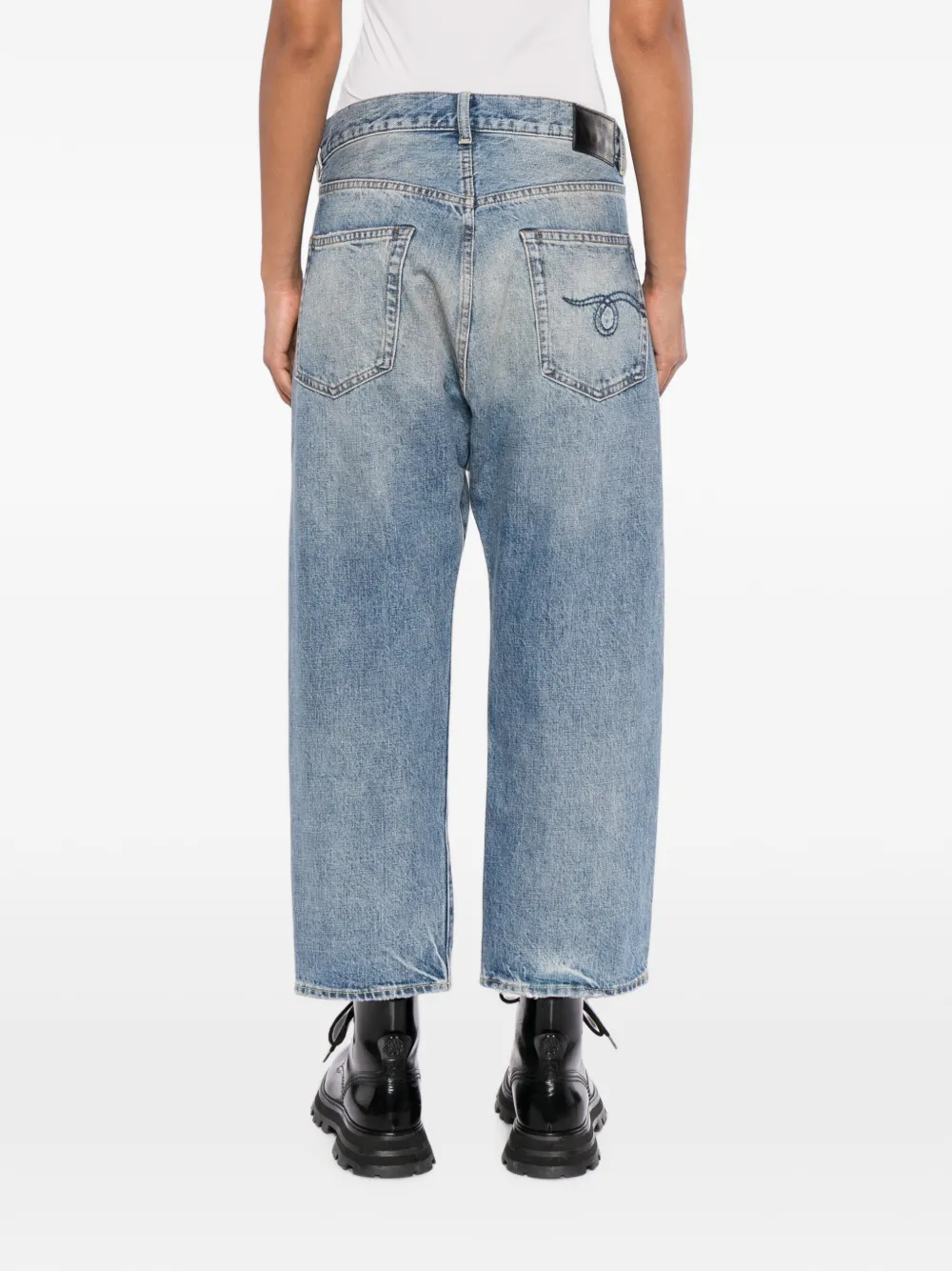 R13 Straight jeans met vervaagd effect Blauw