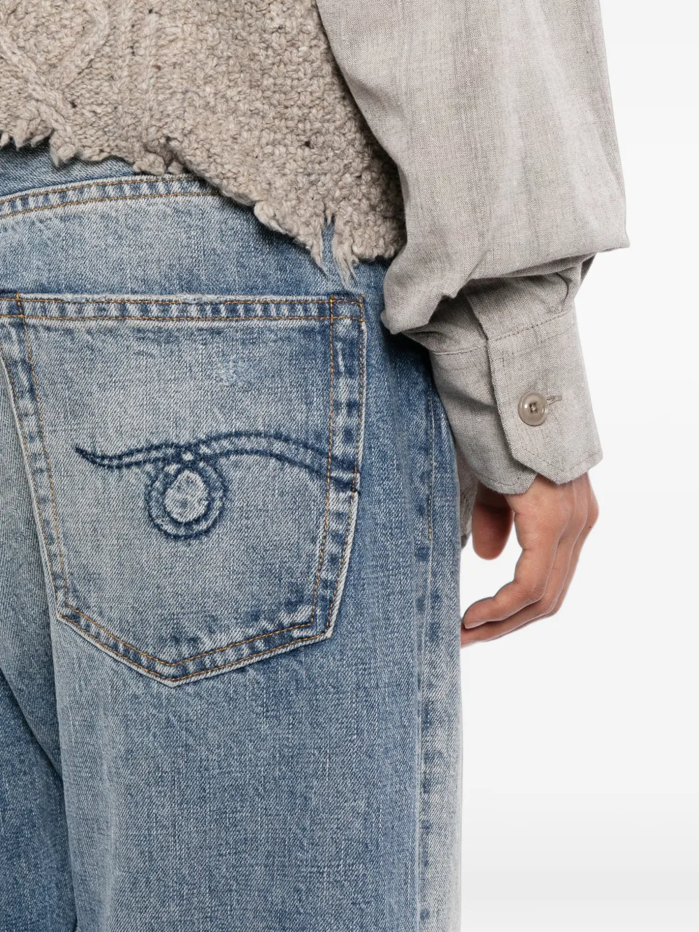 R13 Straight jeans met vervaagd effect Blauw