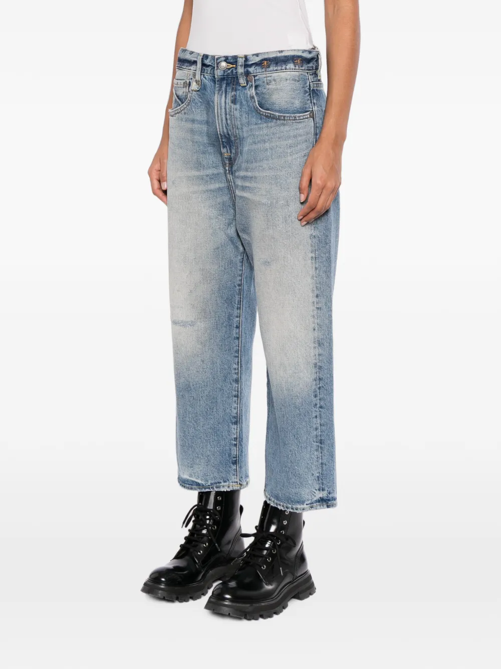 R13 Straight jeans met vervaagd effect Blauw