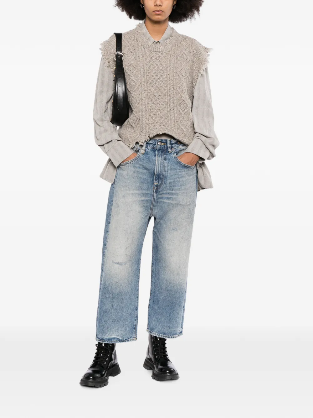 R13 Straight jeans met vervaagd effect Blauw