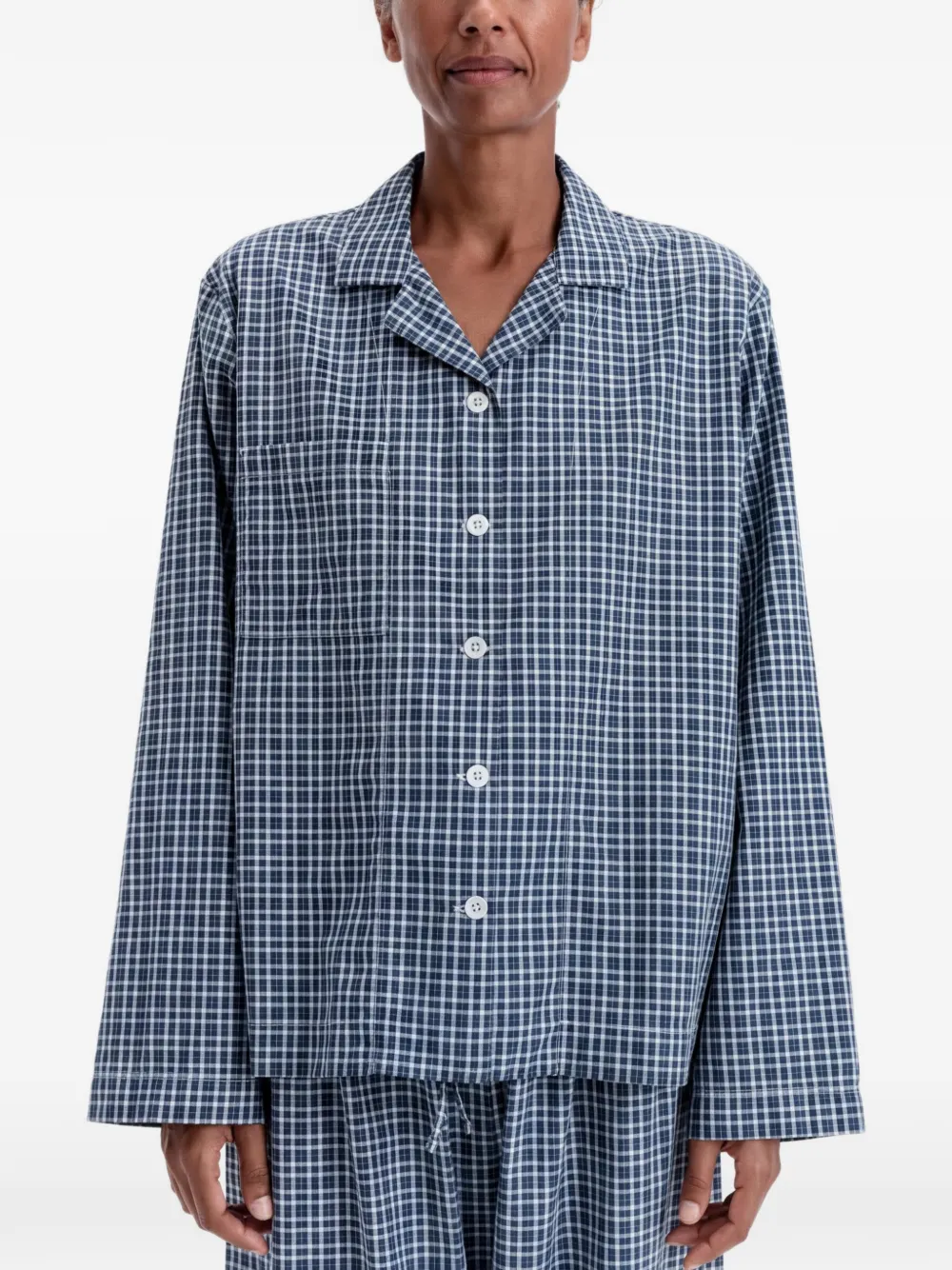 TEKLA Geruite katoenen pyjama Blauw