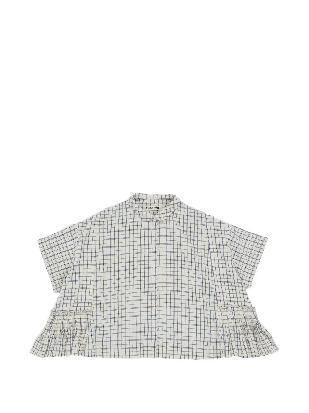 Story Mfg. Check Pleated Shirt In Gray