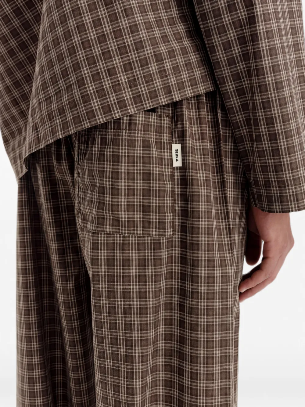 TEKLA Geruite katoenen pyjama Bruin