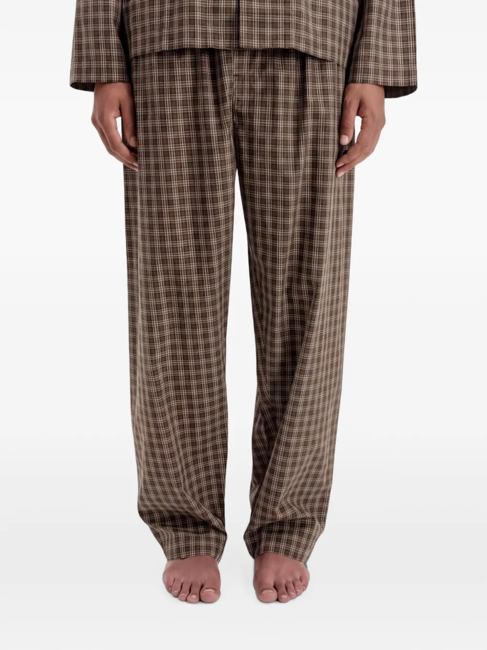 TEKLA Geruite katoenen pyjama Bruin