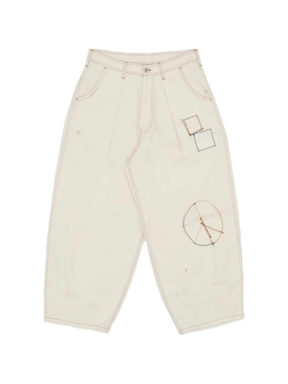 Story Mfg. Lush Embroidered Pleated Trousers In Neutral
