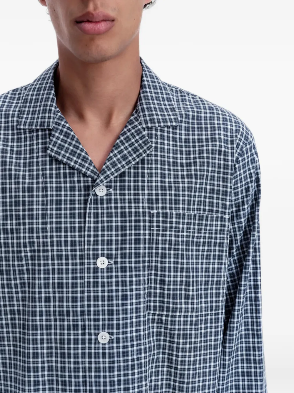 TEKLA Geruite katoenen-pyjama Blauw